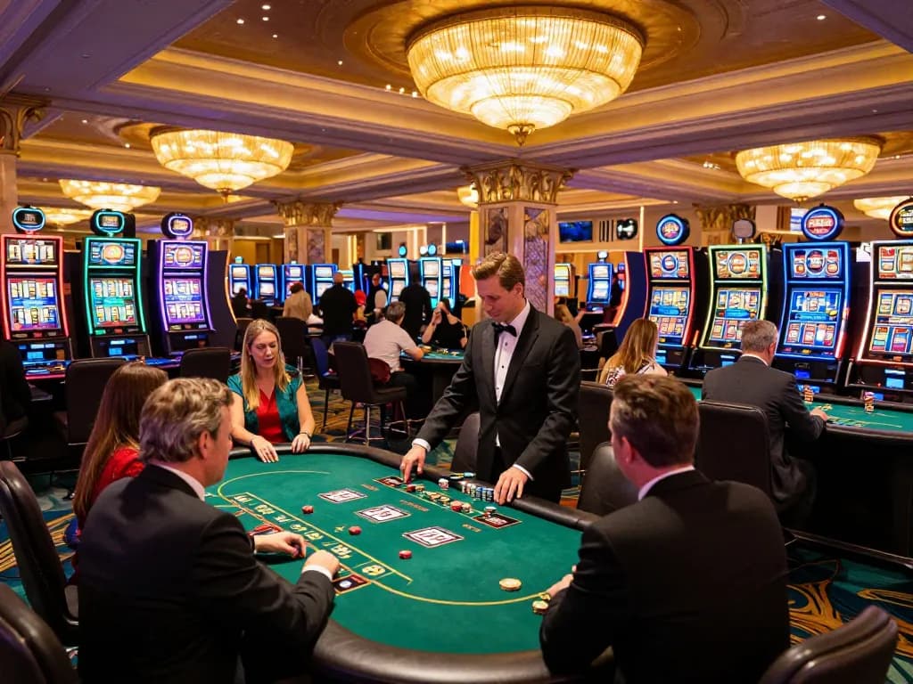 Rasakan permainan yang mendebarkan di kasino IDNPLAY dengan mesin slot yang berwarna-warni dan pemain yang bersemangat