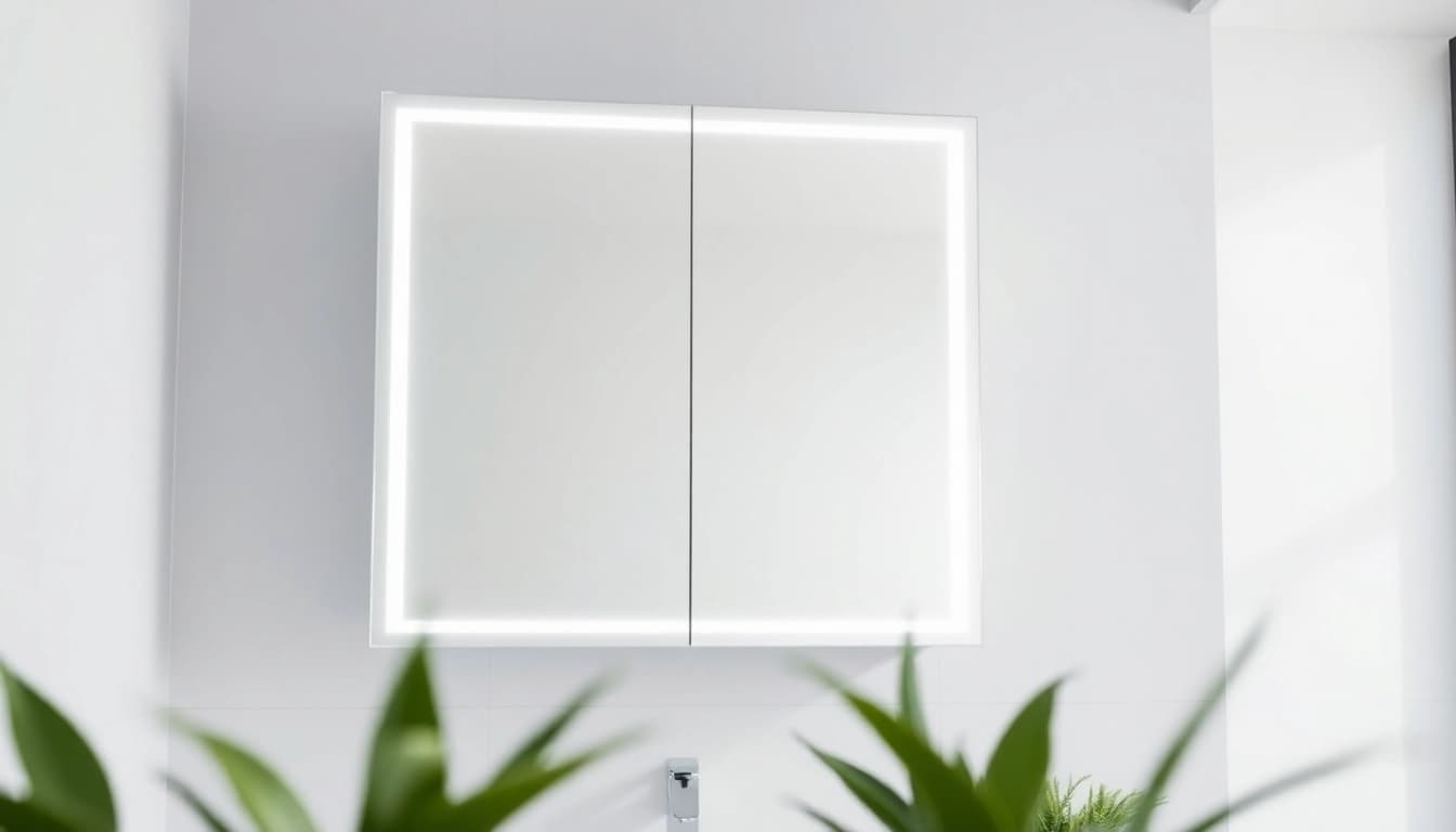 Illuminate your space with an elegant LED bathroom mirror Cabinet featuring stylish design elements.