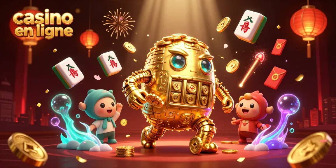 Profitez des jeux passionnants du casino en ligne avec un golem doré et des éléments festifs