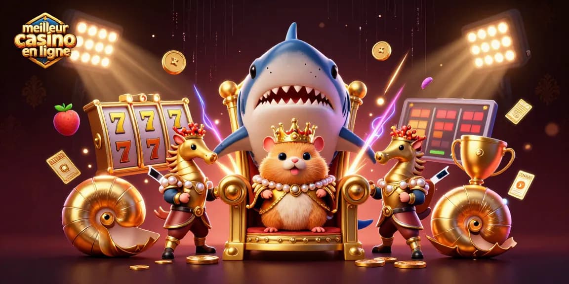 Profitez d'une expérience au meilleur casino en ligne avec le roi hamster sur son trône emblématique.