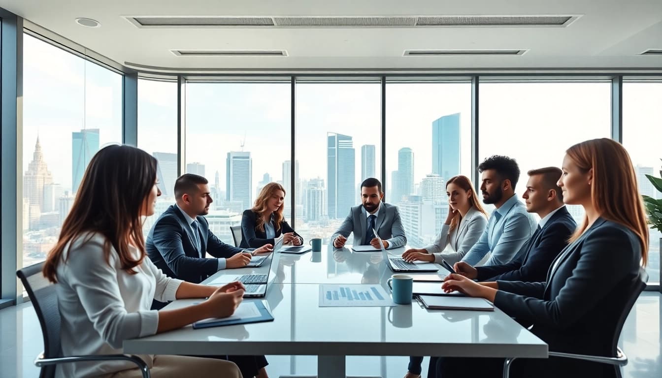 Sunny Shower USA Inc team collaborating effectively in a modern office space.