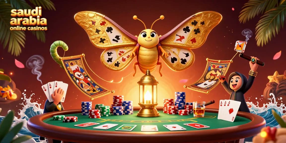Experience the thrill of saudi arabia online casinos with a vibrant 3D illustration showcasing poker elements.