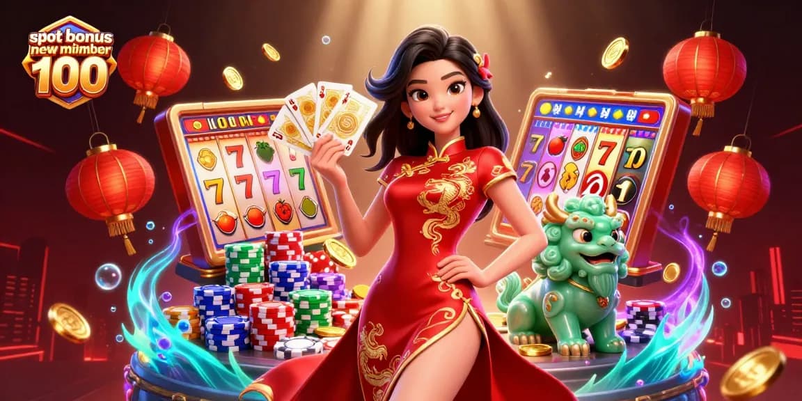 Play big with the slot bonus new member 100 among vibrant casino elements and characters.
