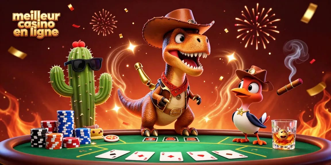 Gagnez au meilleur casino en ligne avec des jeux de poker captivants dans cette illustration colorée.