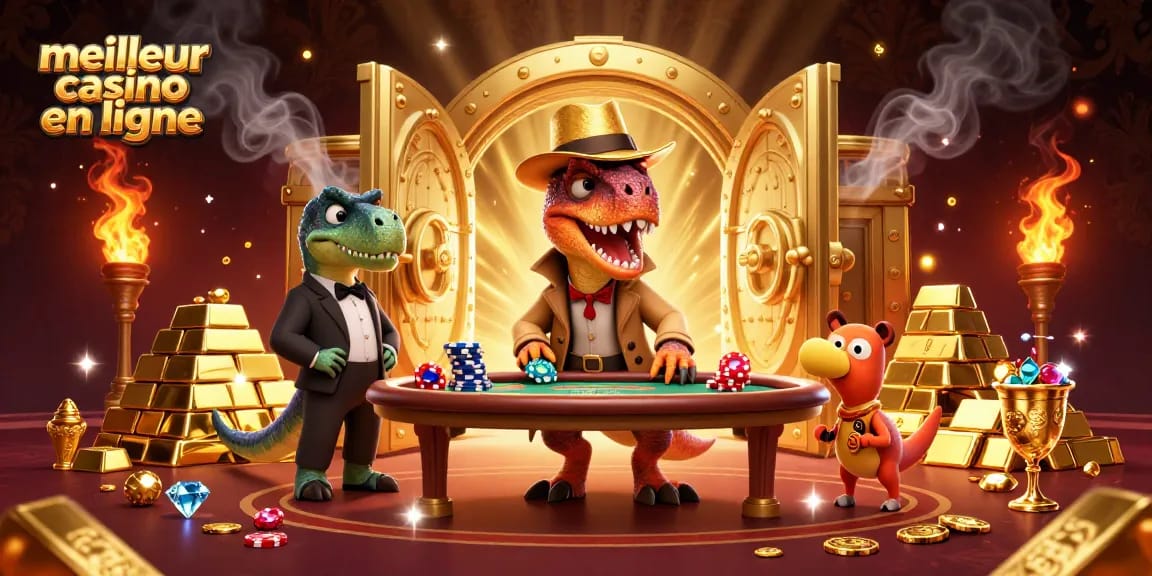 Jouer dans le meilleur casino en ligne avec un velociraptor camouflé à une table de blackjack.