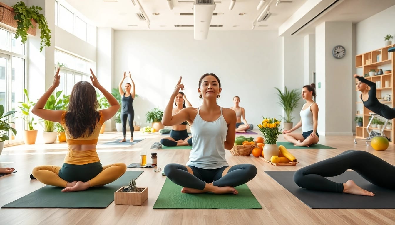 Exclusive health examples in a modern wellness center featuring diverse activities.