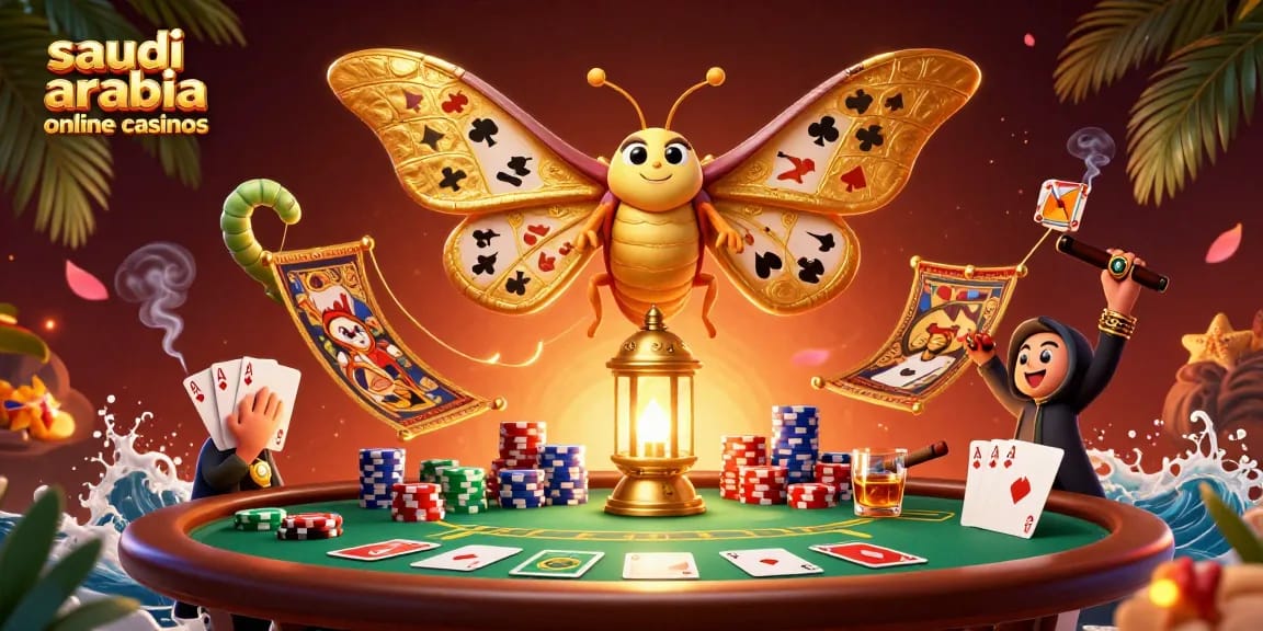 Experience the thrill of saudi arabia online casinos with a vibrant 3D illustration showcasing poker elements.