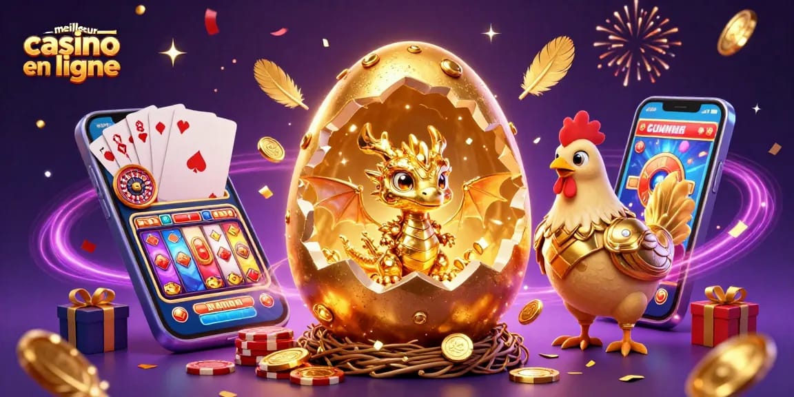 Incarnez l'excitation des jeux avec le meilleur casino en ligne, avec un dragon doré sur des jetons.