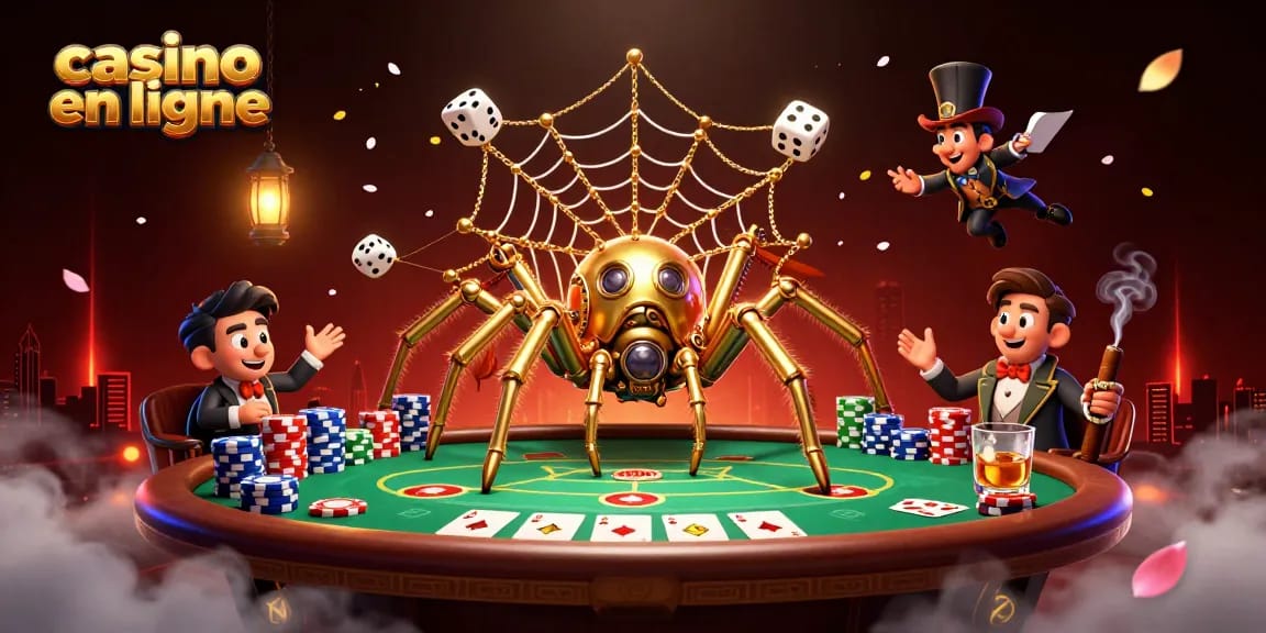 Une illustration 3D captivante représentant un casino en ligne dynamique avec des personnages ludiques.