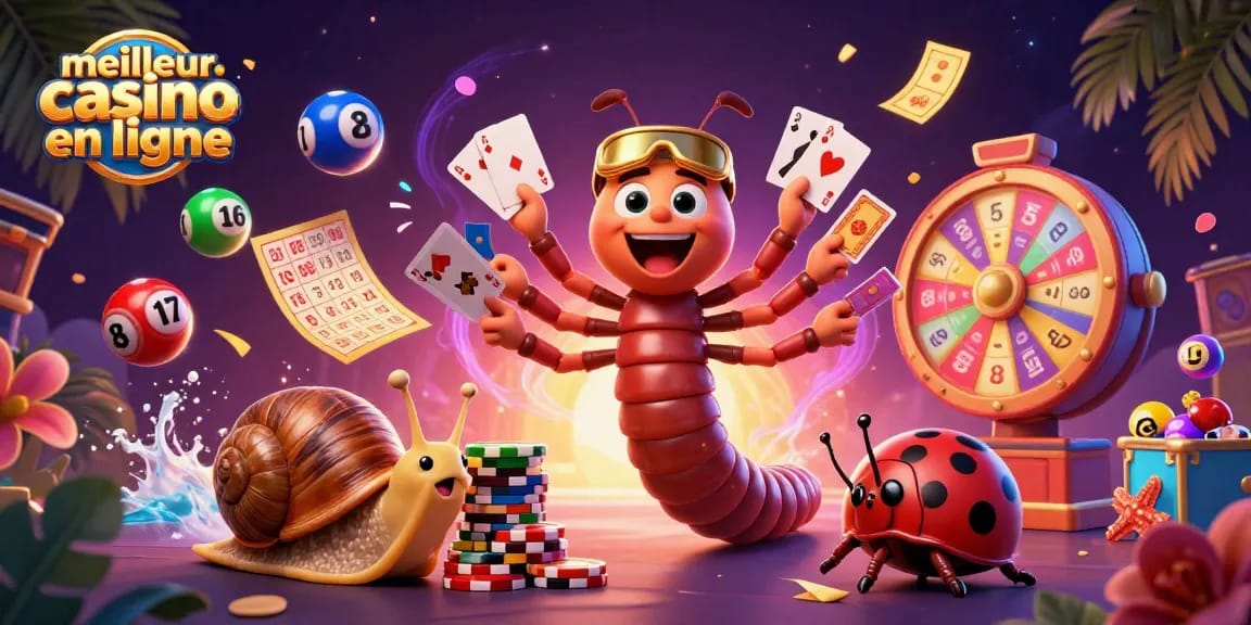 Profitez de l'excitation du meilleur casino en ligne avec un croupier brillant et des éléments de jeu colorés.