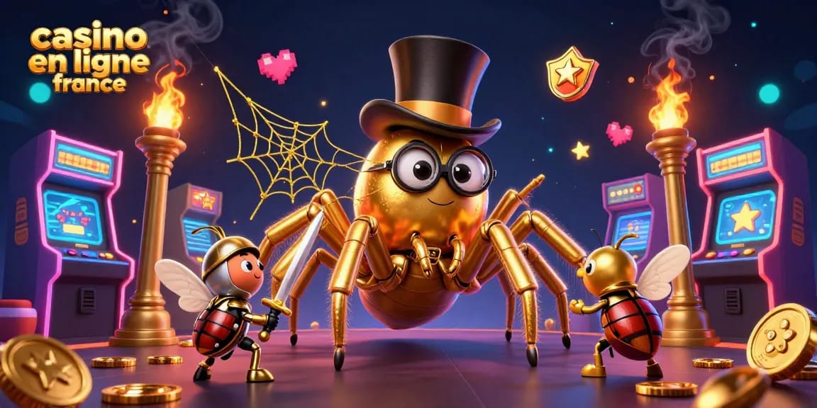 Admirez cette scène dynamique du casino en ligne France avec des personnages captivants et des éléments de jeu.