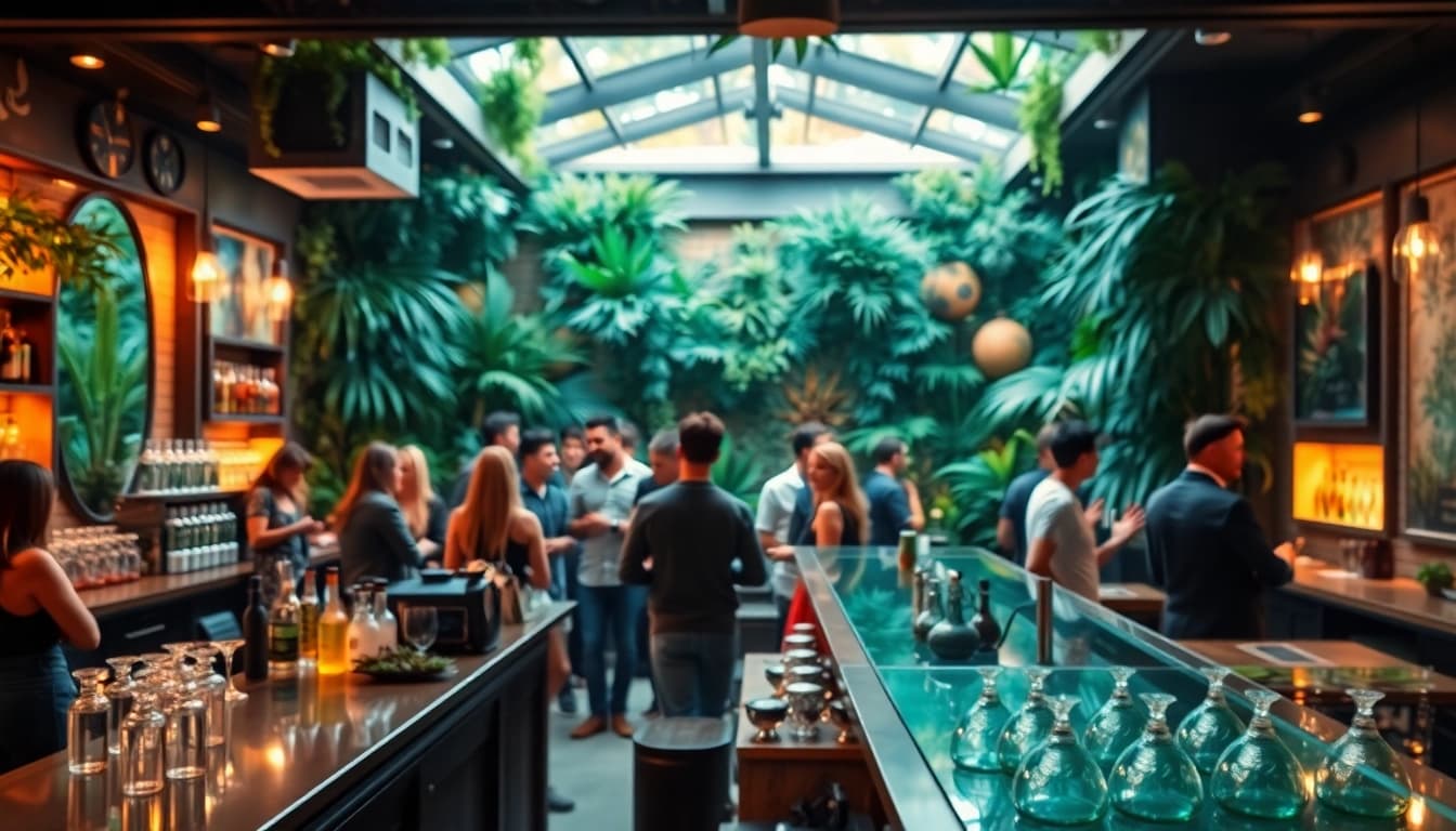 Experience Best Cannabis Clubs Madrid with a lively scene showcasing people enjoying their time.
