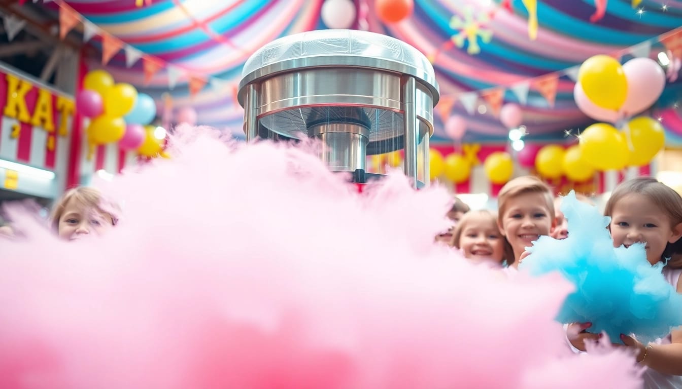 Geniet van wafel katoen tijdens een bruisend carnaval met vrolijke kinderen.
