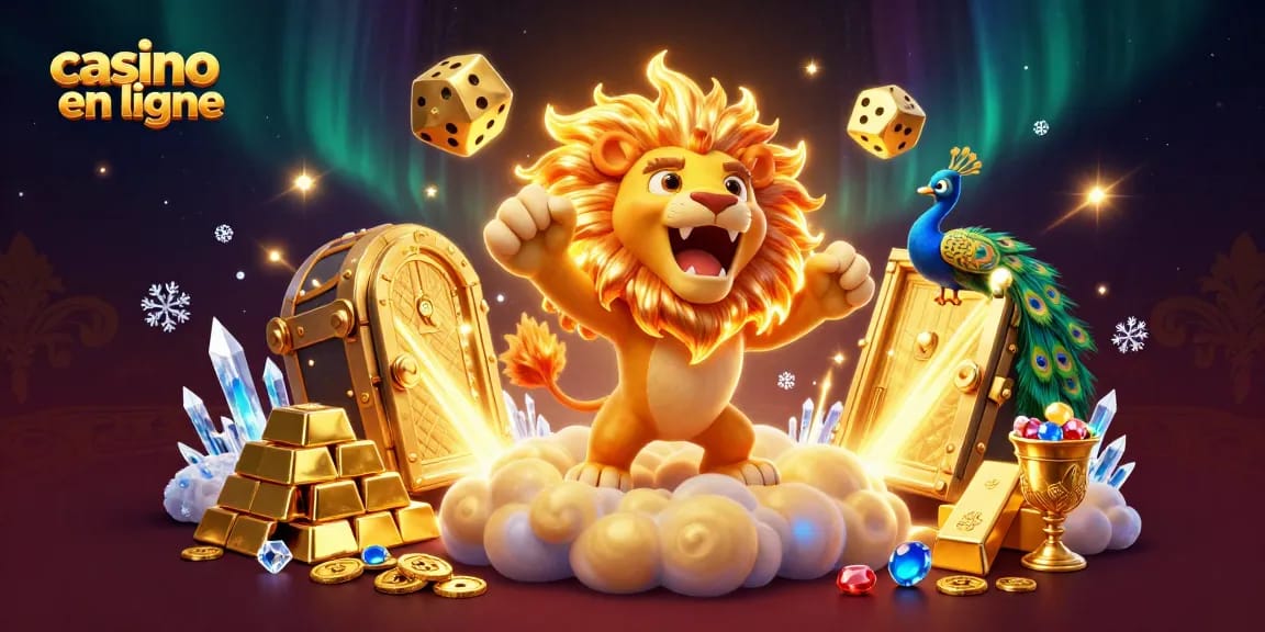 Gagnez avec un casino en ligne, où le lion solaire et les dés d'or illuminent l'univers des jeux.