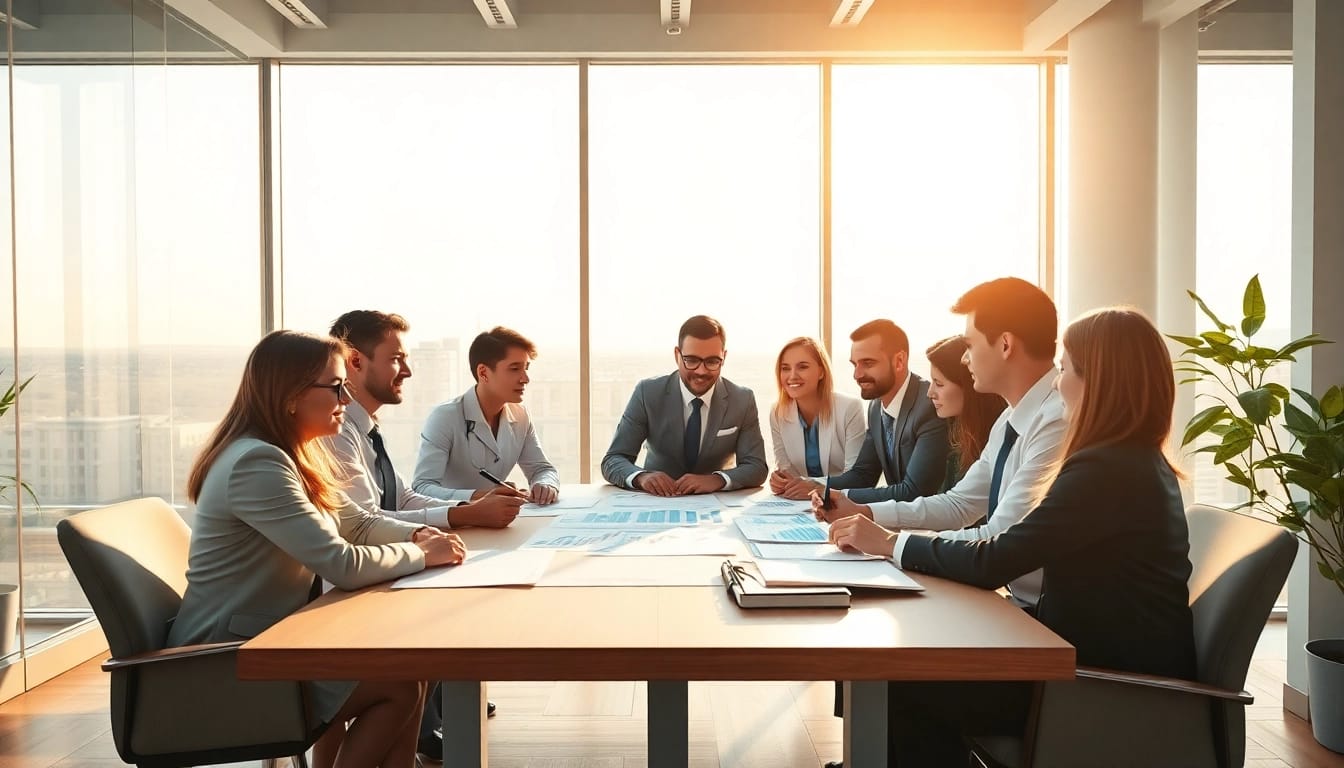 Efficient team meeting on debt collection uk strategies in a bright office environment.