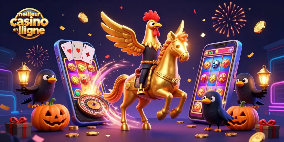 Profitez du meilleur casino en ligne avec cette illustration dynamique et colorée.