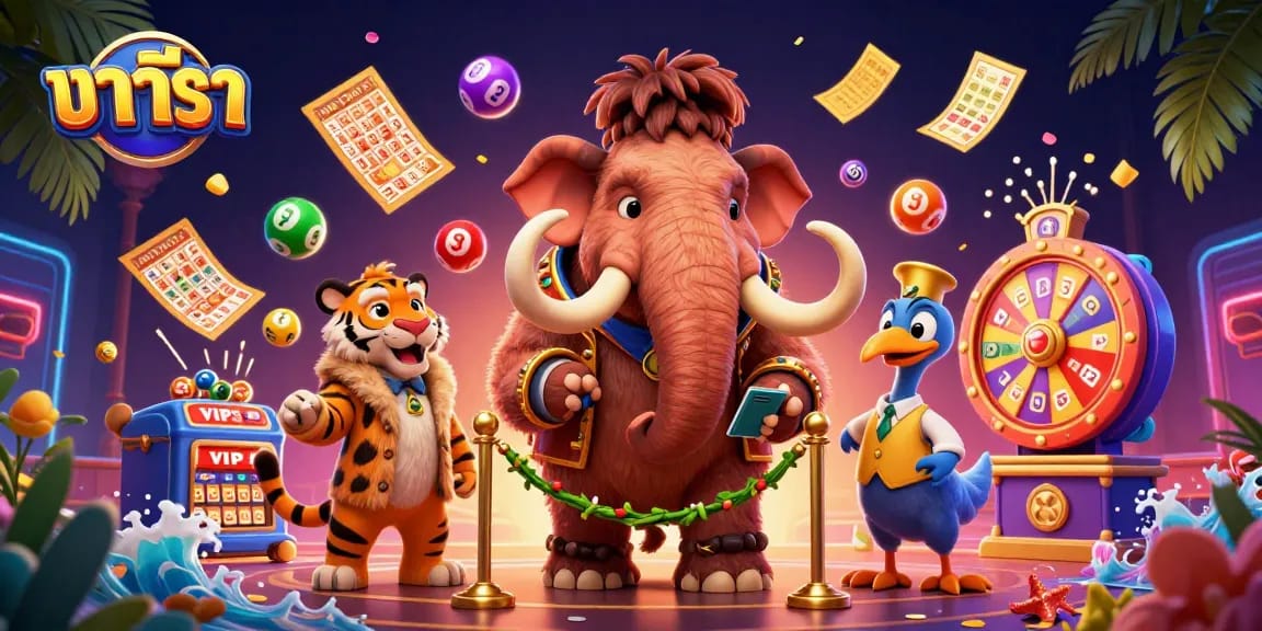 Explore the vibrant world of บาคาร่า with exciting casino characters and dynamic, colorful elements.