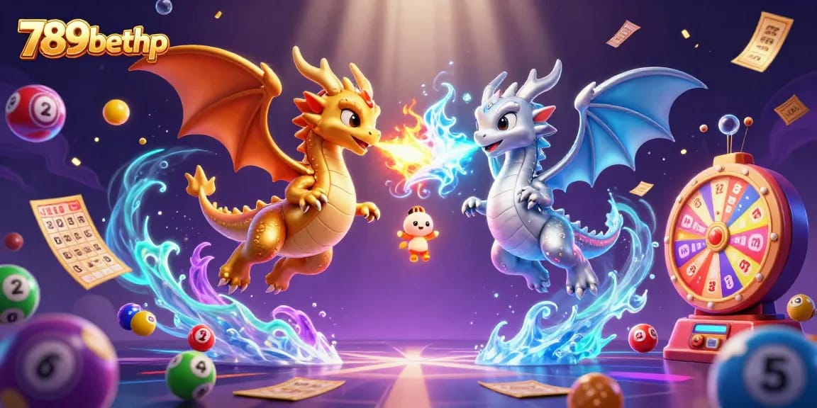 Engage with 789bethp's vibrant gaming atmosphere featuring playful dragons, colorful lottery games, and festive energy.