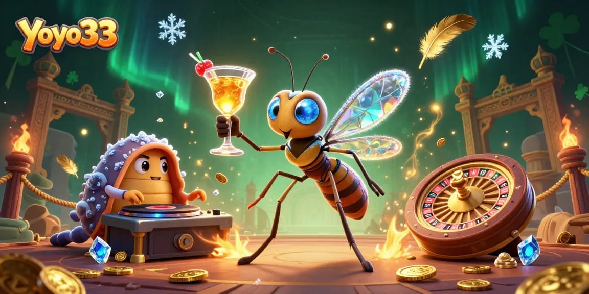 Experience Yoyo33's thrilling casino atmosphere with a vibrant 3D illustration showcasing unique characters.