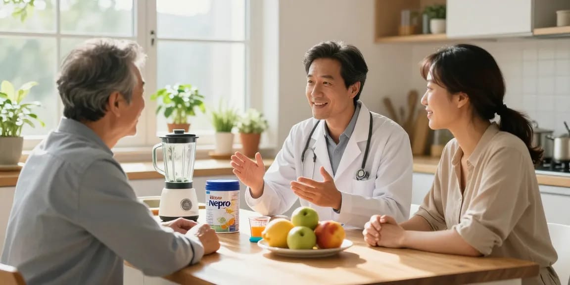 Understanding 雅培nepro hp benefits in a welcoming kitchen, focusing on nutrition for kidney health.