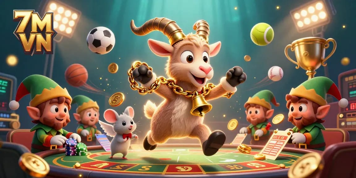 Engage with 7M VN in a festive sports betting scene with dynamic character action and gambling elements.