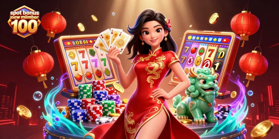 Play big with the slot bonus new member 100 among vibrant casino elements and characters.