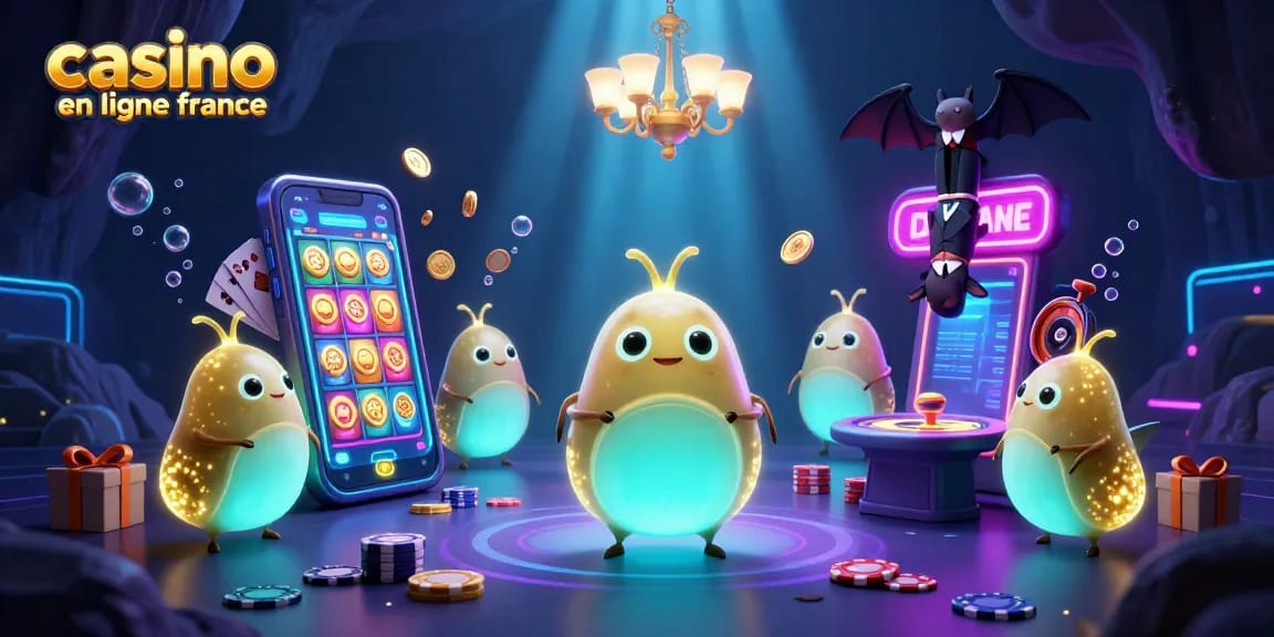 Casino en ligne France : équipe de lucioles illuminant un casino sous-marin dynamique.