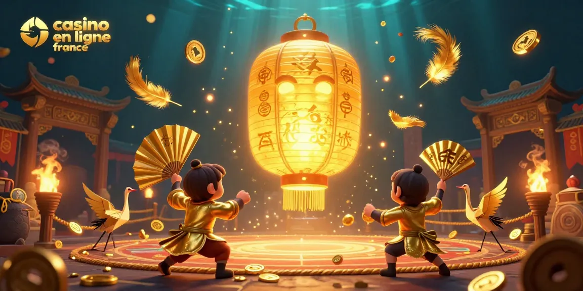 Image captivante de casino en ligne France, avec un esprit lantern en or dans un marché nocturne.