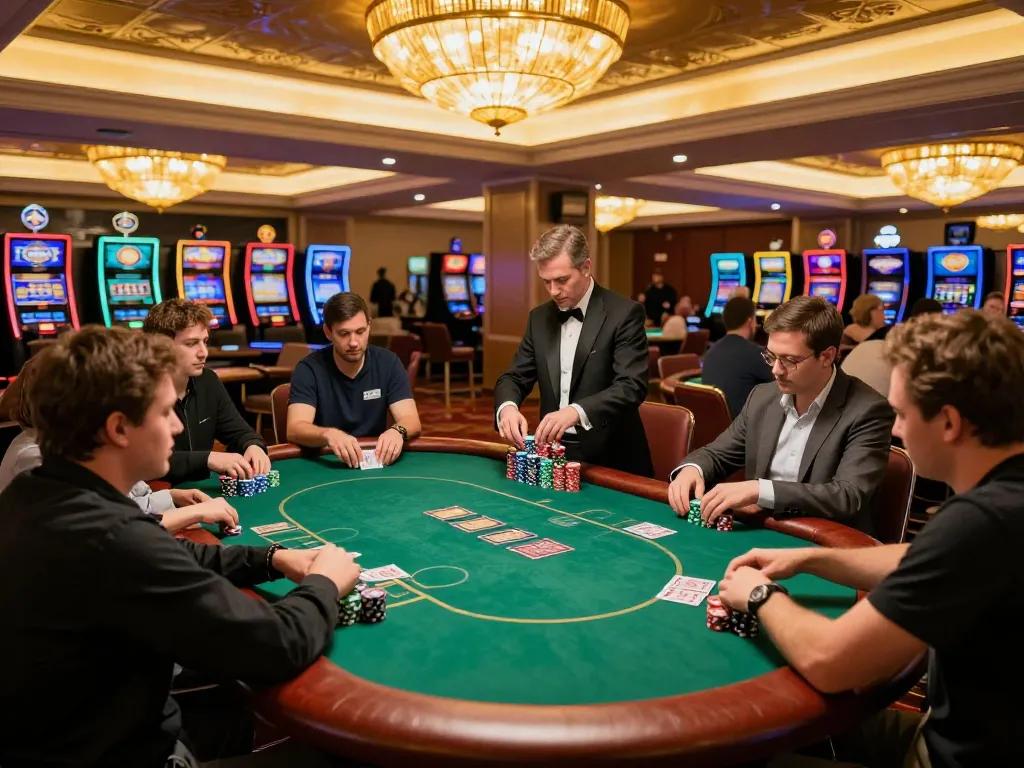Players enjoying an intense casino poker game at SC8885 table, showcasing strategic gameplay and competitive atmosphere.
