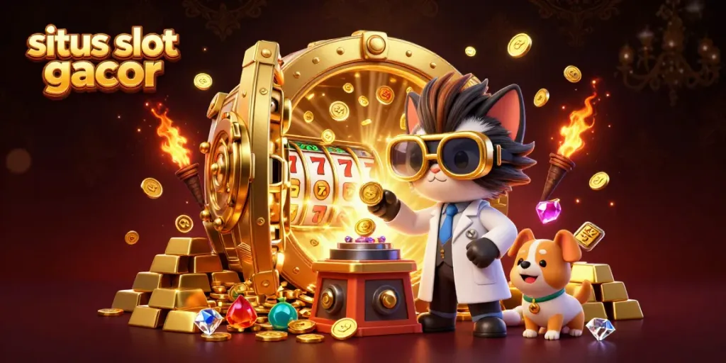 Raih kemenangan di situs slot gacor dengan ilustrasi 3D yang menggambarkan permainan slot yang menguntungkan.
