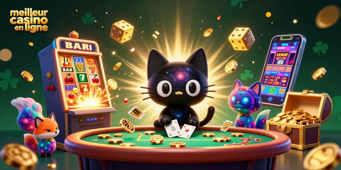 Illustration du meilleur casino en ligne avec des personnages de casino captivants et des éléments de jeu dynamiques.