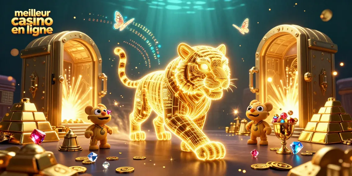 Vivez l'expérience du meilleur casino en ligne avec un tigre doré et des éléments magiques de casino.