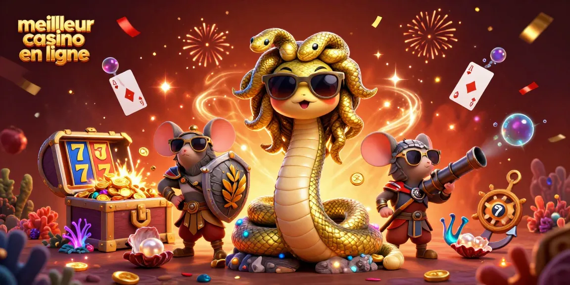Plongez dans le meilleur casino en ligne avec Medusa et un rat guerrier dans une scène de casino dynamique.