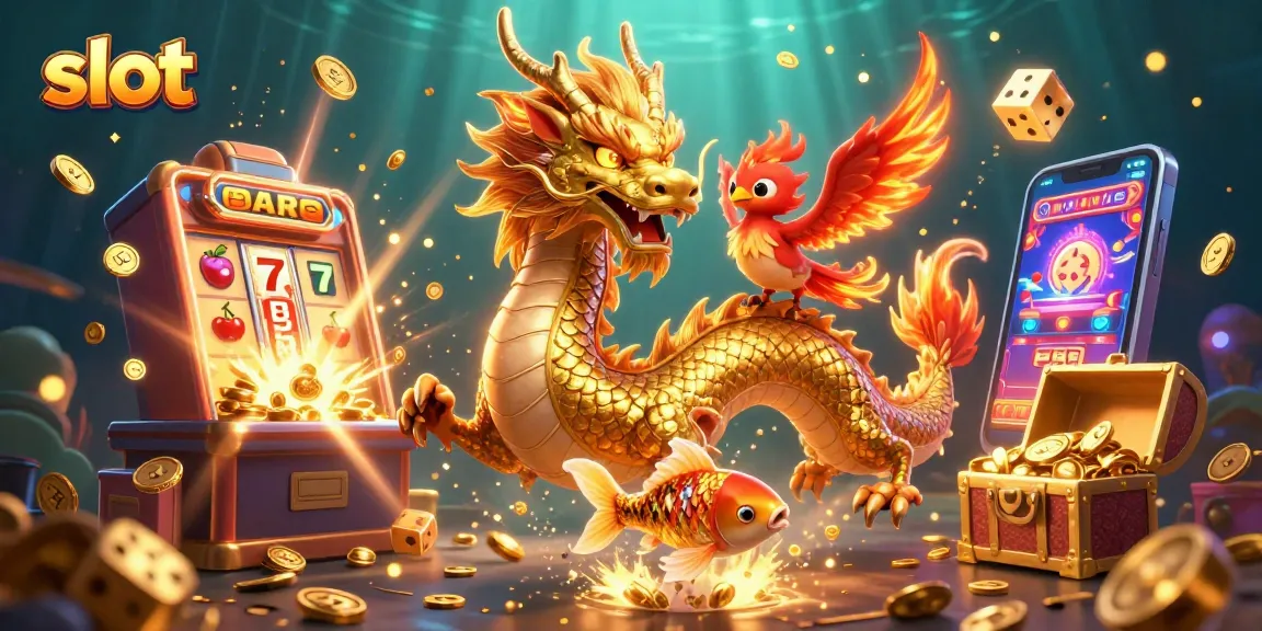 Menangkan slot dengan naga emas yang kuat dan simbol keberuntungan dalam ilustrasi kasino yang menarik.