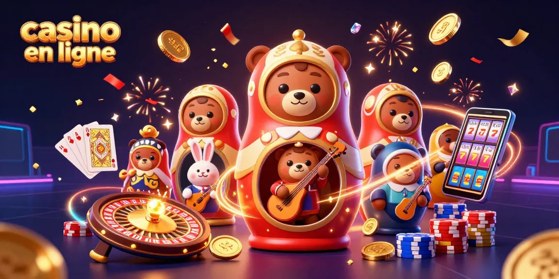 Illustration captivante de casino en ligne avec des ours Matryoshka et un lapin musicien