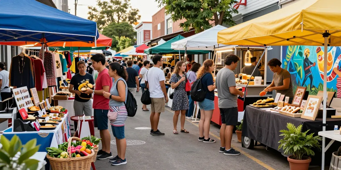 Shoppers enjoying a vibrant market experience at https://forumup.org/shop/search.php?ca_id=&addr1=&addr2=&addr3=&schKeyword= with colorful stalls and local delicacies.