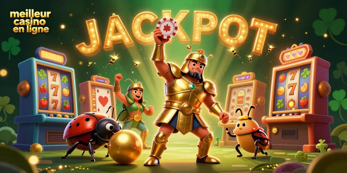Accédez au meilleur casino en ligne avec une illustration captivante des héros du jeu de poker et des machines à sous.