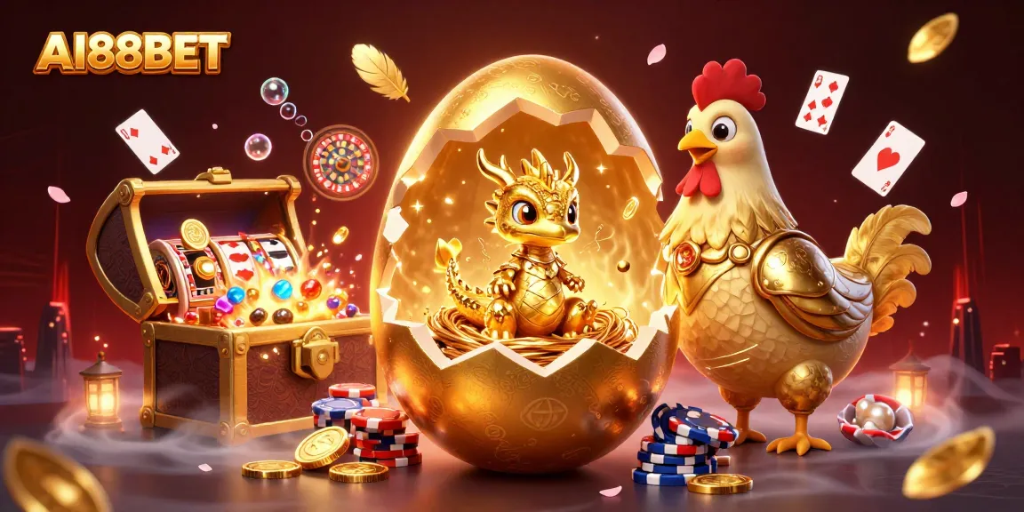 Experience thrilling wins with AI88BET as the golden dragon emerges from poker chips in a vibrant casino scene.