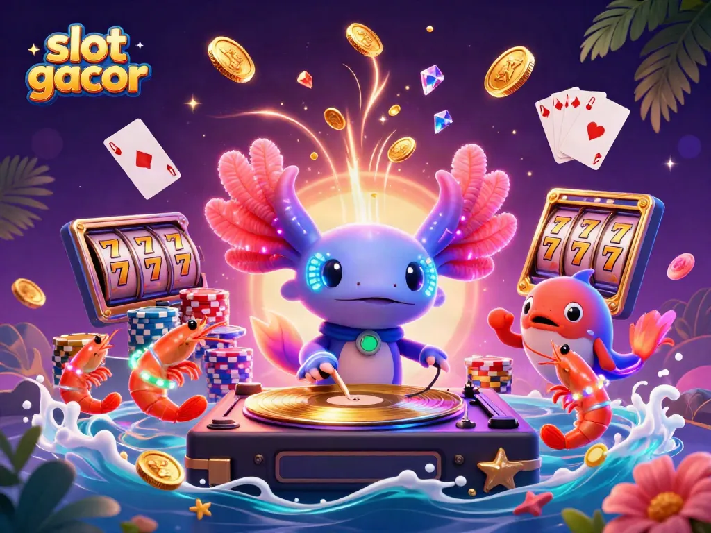 Experience slot gacor with vibrant characters amidst golden coins and exciting gaming elements.