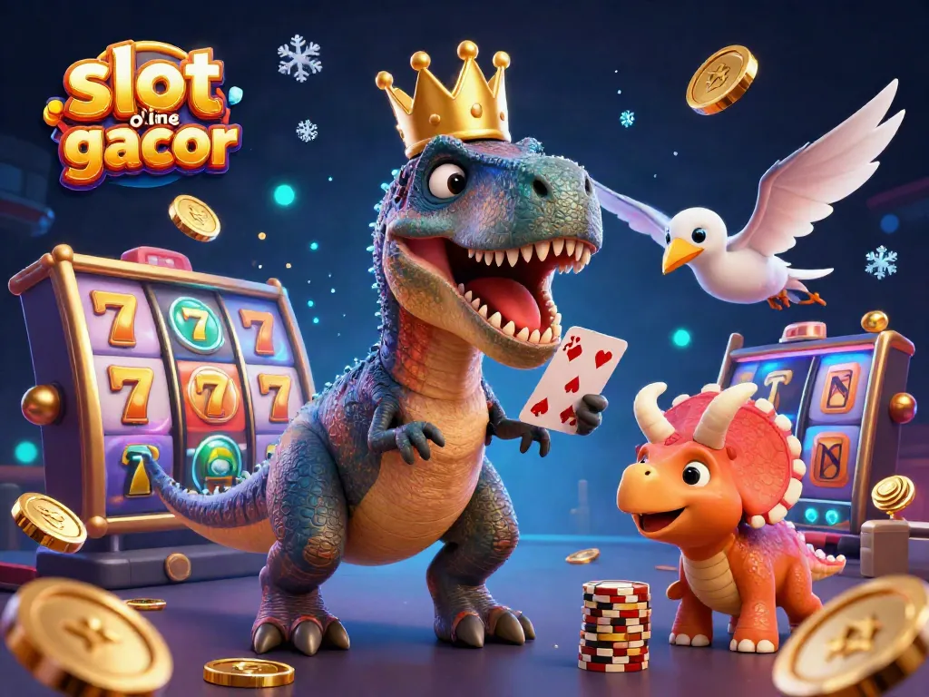 Experience the excitement of slot online gacor, featuring colorful characters enjoying a lively casino atmosphere.