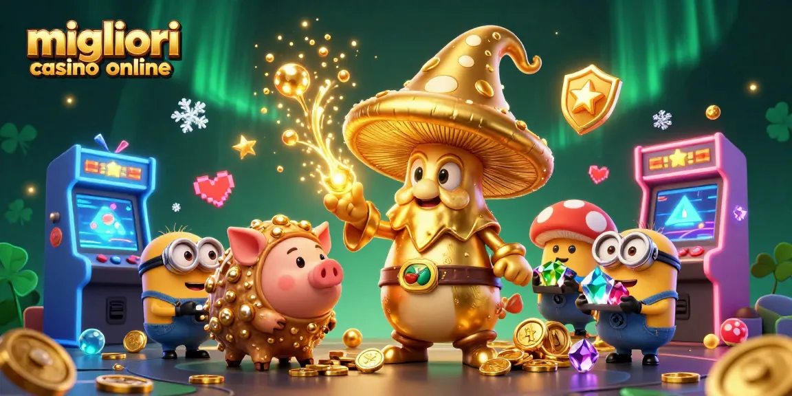 Scopri i migliori casino online e divertiti con i giochi d'azzardo rappresentati nella magica illustrazione.