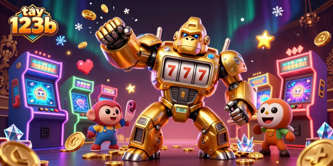 Experience excitement with tải 123b, featuring a dynamic 3D illustration of casino elements and vibrant gaming action.
