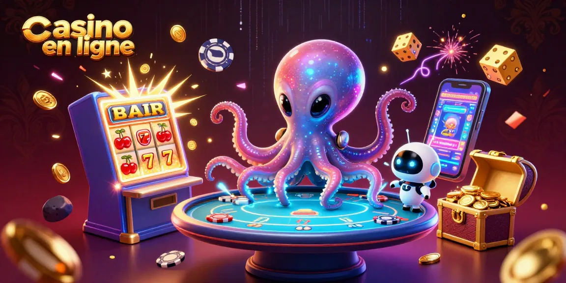 Gagnez avec les jeux du casino en ligne dans une scène dynamique avec un poulpe extraterrestre.