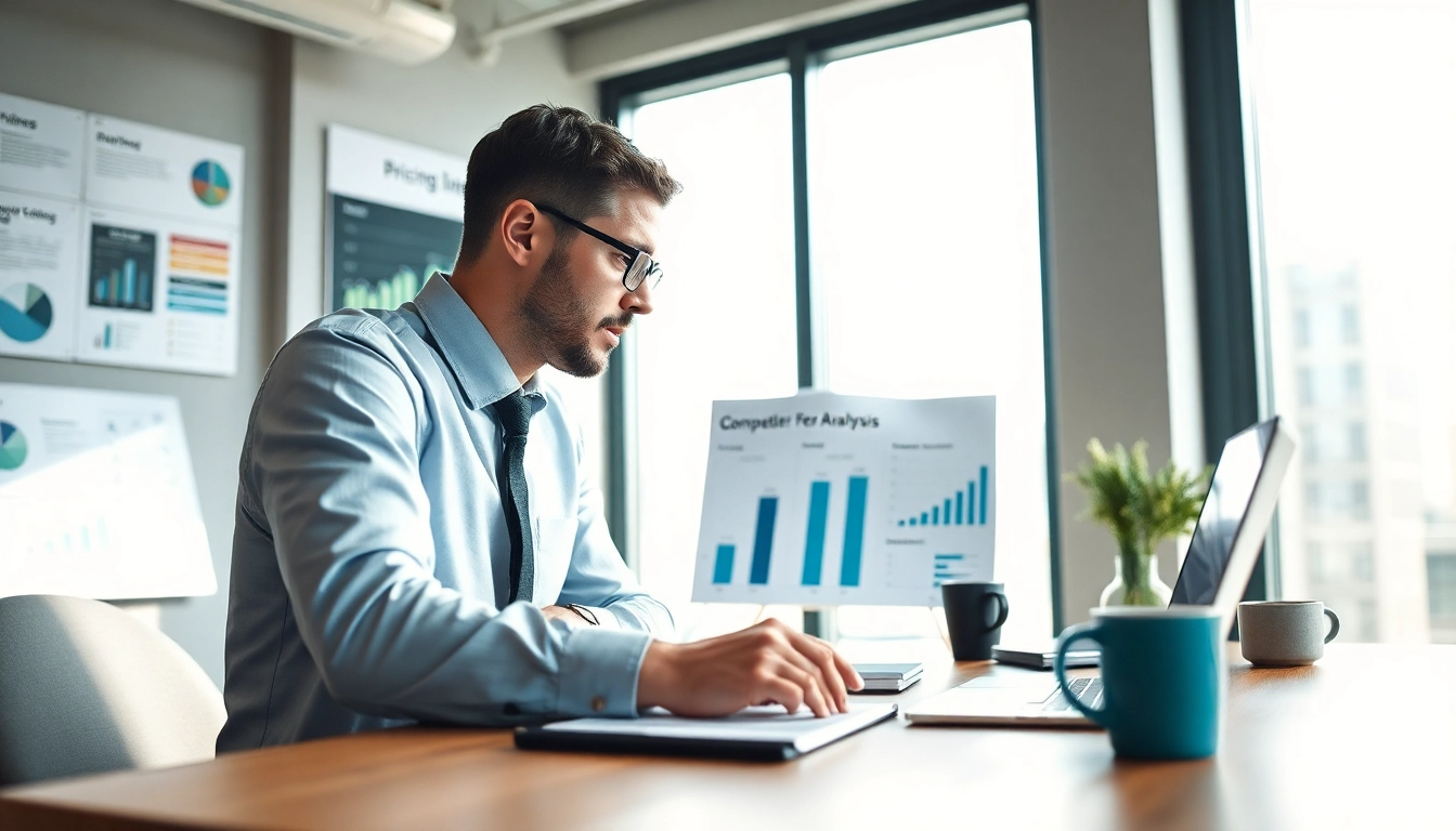 Analyze competitor pricing strategies in a professional office environment.