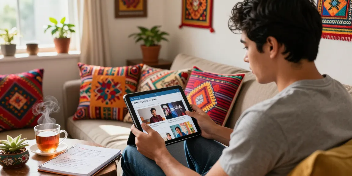 Engaging with https://hanadultalk.com in a cozy cultural setting, vibrant decor reflects Asian and Hispanic heritage.