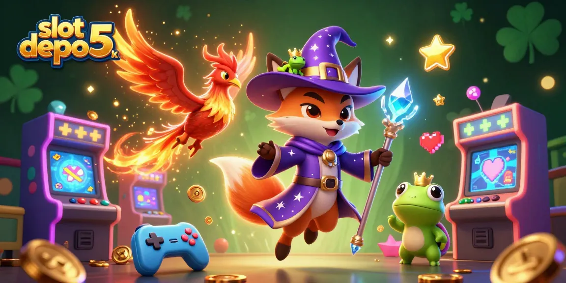 Spin the reels with slot depo 5k in this vibrant 3D casino illustration full of action!
