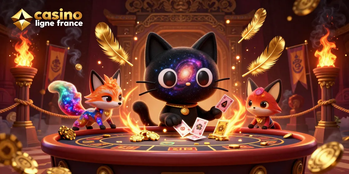Jouer dans un casino en ligne France avec un chat trou noir et un renard nébuleux en pleine action.