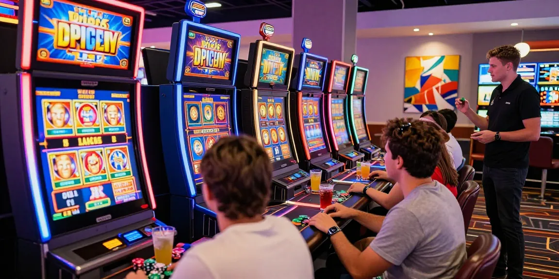 Exciting slot gaming scene with diverse players enjoying vibrant online slots and engaging atmosphere.