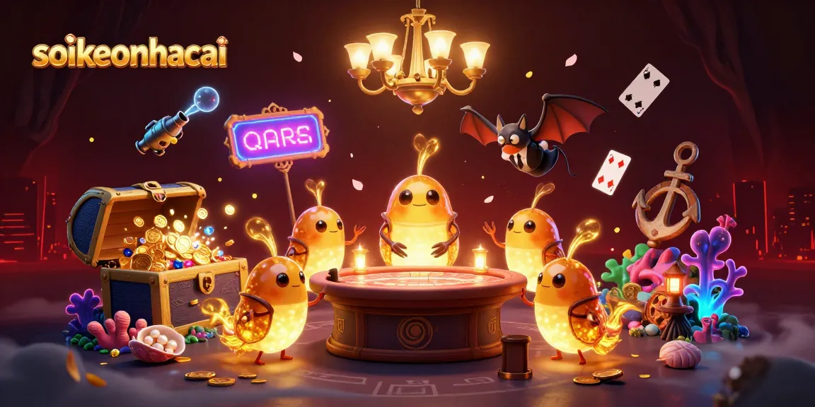 Bet on exciting games at soikeonhacai, illuminated by glowing glowworms and vibrant casino elements.