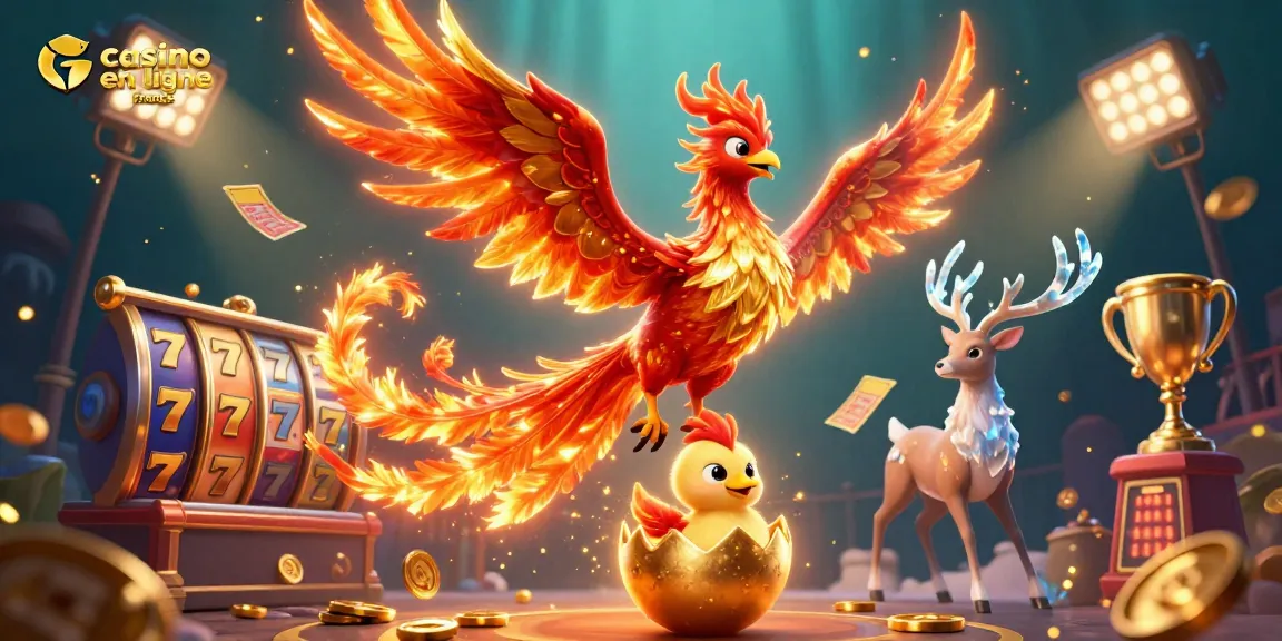 Jouez sur casino en ligne france avec un phoenix flamboyant et des machines à sous animées.